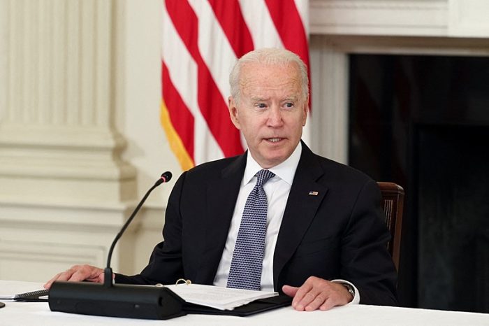 WASHINGTON, DC - JULY 30: U.S. President Joe Biden speaks before a meeting with Cuban-American leaders and activists in the State Dining Room of the White House on July 30, 2021 in Washington, DC. The meeting comes as demonstrations in Cuba against its' communist government continue, with a large outcry for President Bidens administration to help the people of Cuba further.   Anna Moneymaker/Getty Images/AFP (Photo by Anna Moneymaker / GETTY IMAGES NORTH AMERICA / Getty Images via AFP)