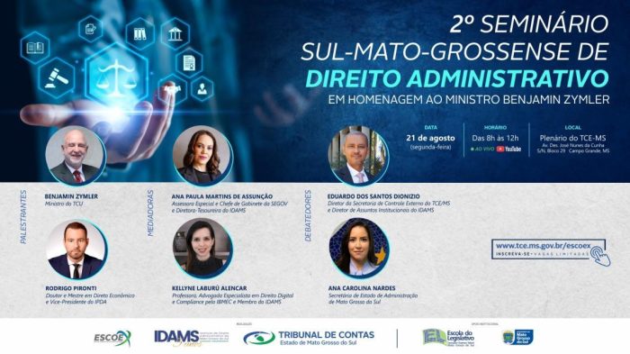 Com grande número de inscritos, o Seminário vai homenagear o ministro do TCU, Benjamin Zymler, que estará presente ao evento